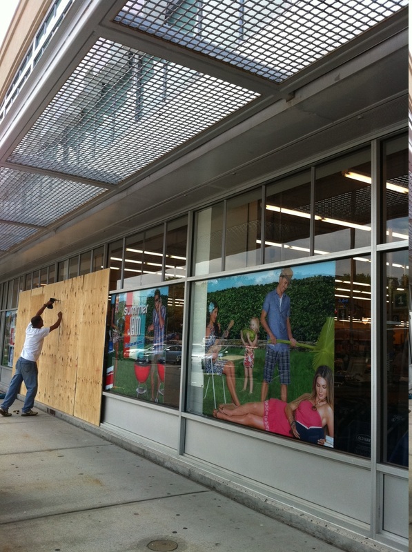 Strip-mall storefront, secured